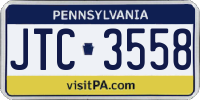 PA license plate JTC3558