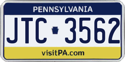 PA license plate JTC3562