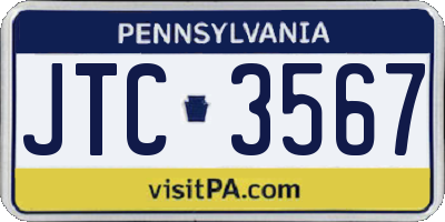 PA license plate JTC3567