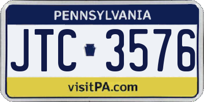 PA license plate JTC3576