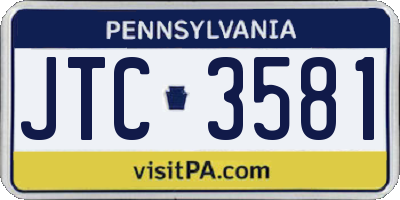 PA license plate JTC3581