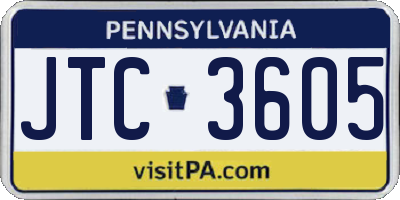 PA license plate JTC3605