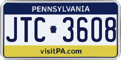 PA license plate JTC3608