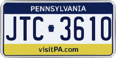 PA license plate JTC3610