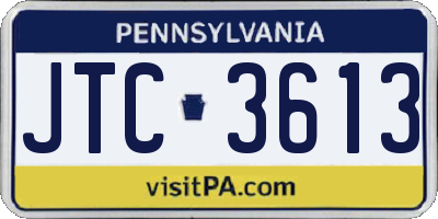 PA license plate JTC3613