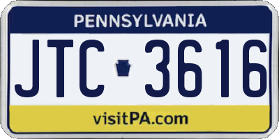 PA license plate JTC3616