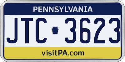 PA license plate JTC3623
