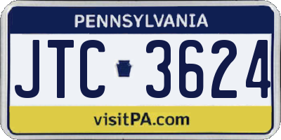 PA license plate JTC3624
