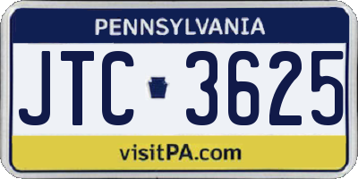 PA license plate JTC3625