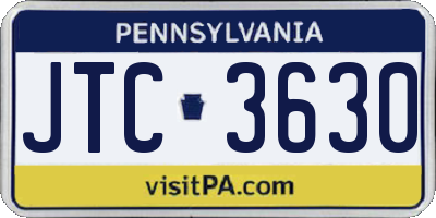 PA license plate JTC3630