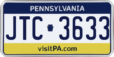 PA license plate JTC3633