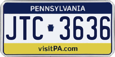 PA license plate JTC3636