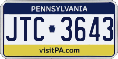 PA license plate JTC3643