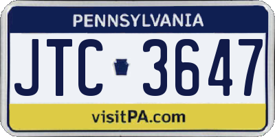 PA license plate JTC3647