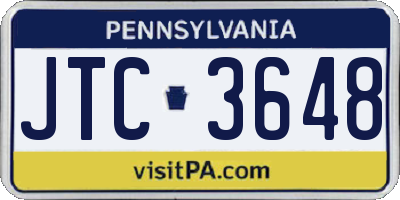 PA license plate JTC3648