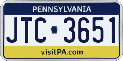 PA license plate JTC3651