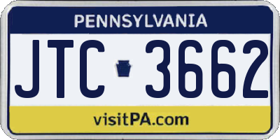 PA license plate JTC3662