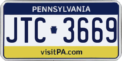 PA license plate JTC3669
