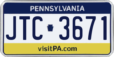 PA license plate JTC3671