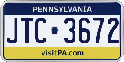 PA license plate JTC3672