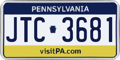 PA license plate JTC3681