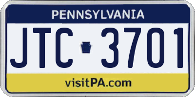 PA license plate JTC3701
