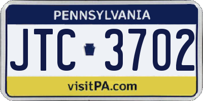 PA license plate JTC3702