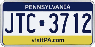 PA license plate JTC3712