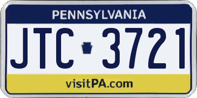 PA license plate JTC3721