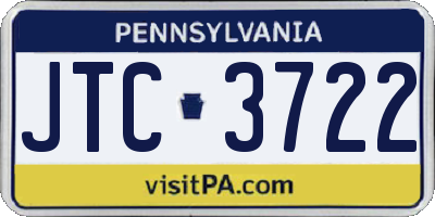PA license plate JTC3722