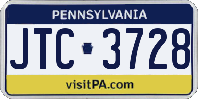 PA license plate JTC3728