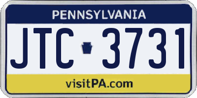 PA license plate JTC3731