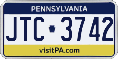 PA license plate JTC3742