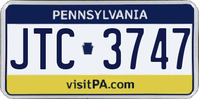PA license plate JTC3747