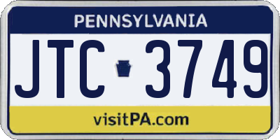 PA license plate JTC3749