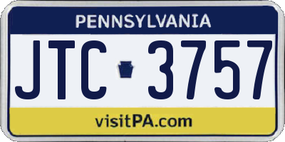 PA license plate JTC3757