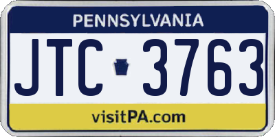 PA license plate JTC3763