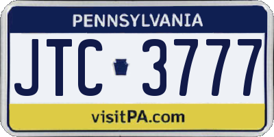 PA license plate JTC3777