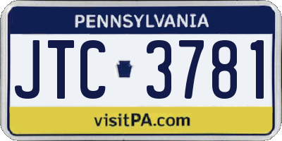 PA license plate JTC3781