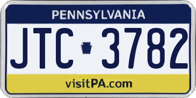 PA license plate JTC3782
