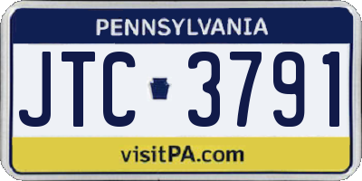 PA license plate JTC3791