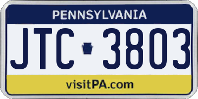 PA license plate JTC3803
