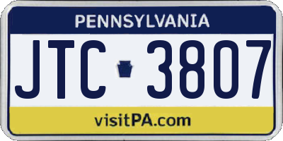 PA license plate JTC3807