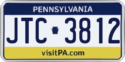 PA license plate JTC3812