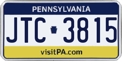 PA license plate JTC3815