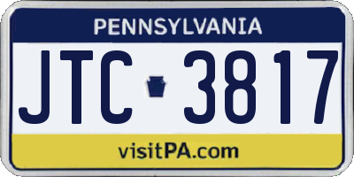 PA license plate JTC3817