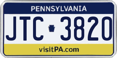 PA license plate JTC3820