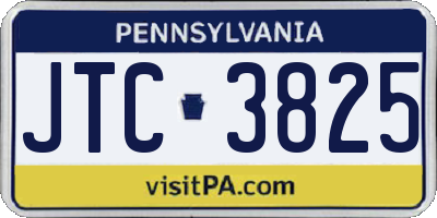 PA license plate JTC3825