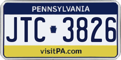 PA license plate JTC3826