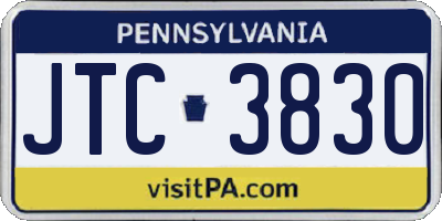 PA license plate JTC3830